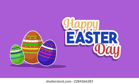 Happy easter day background design with colorful egg and modern style