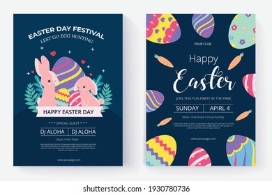Happy easter day background   flyer  Vector illustration  Hand drawn  Greeting card  Business banner 