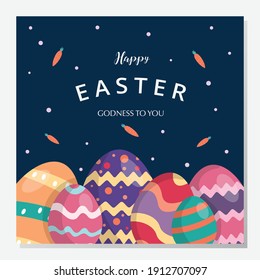 Happy easter day background and social media post. Vector illustration. Hand drawn. Greeting card. Business banner. Flat design.