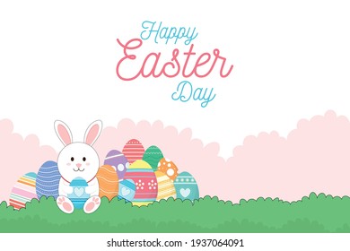 Happy easter day background vector illustration.