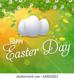 Happy Easter Day Background, Vector Greeting Card Design