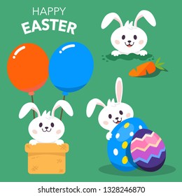 Happy Easter Day Background For Web or Internet Ads. Happy Easter Celebration with Rabbit or Bunny Character