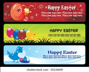 happy easter day banner with beautiful pattern