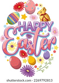 Happy Easter Day Banner Design illustration