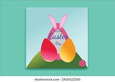 Happy easter day banner design social media post