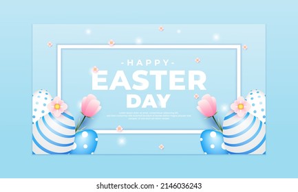 banner de feliz día de Pascua, adecuado para plantillas, carteles, carteles, portadas, invitaciones y otros