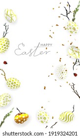 Happy Easter day. Easter banner template with Easter eggs.