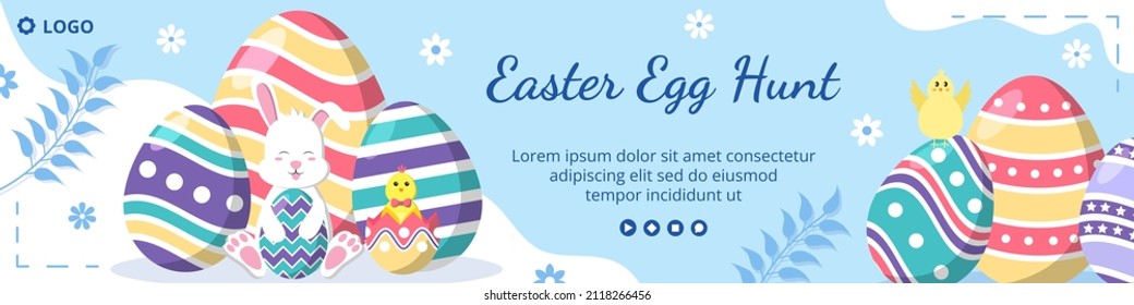 Happy Easter Day Banner Template Flat Illustration Editable of Square Background Suitable for Social Media, Greeting Card or Web Ads