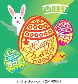 Happy Easter day with bunny and chick !!