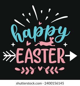 Happy easter day bunny chicks typography tshirt design 