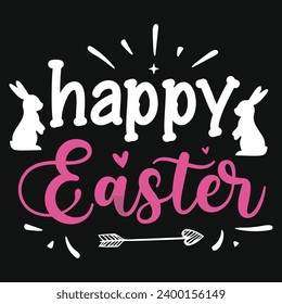 Happy easter day bunny chicks typography tshirt design 