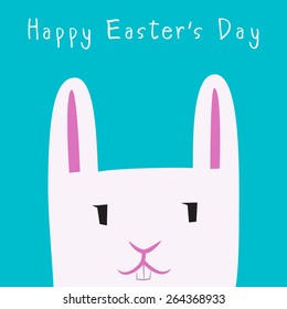 Happy Easter Day with Bunny Face flat design 