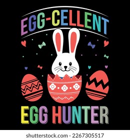 Happy easter day bunny funny easter eggs t-shirt design. typography graphic vector art shirt design. easter rabbit squad funny quotes shirt for kid, baby men, women. Poster, banner, and gift svg