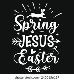 Happy easter day bunny jesus typography tshirt design 