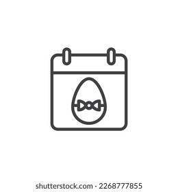 Icono de la línea del calendario del feliz día de Pascua. signo de estilo lineal para concepto móvil y diseño web. Calendario con icono vector de contorno de huevo de Pascua. Símbolo, ilustración del logotipo. Gráficos vectoriales