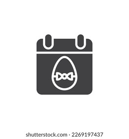 Herzlichen Glückwunsch zum Ostertag, Vektorsymbol. volles Flachzeichen für mobiles Konzept und Webdesign. Kalender mit Ostereiglyph-Symbol. Symbol, Logo-Abbildung. Vektorgrafik