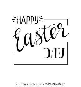 Feliz día de Pascua ilustración caligráfica. Concepto de vacaciones de primavera. Diseño de tipografía vectorial para banner, póster, tarjeta. Caligrafía vectorial moderna aislada sobre fondo blanco.