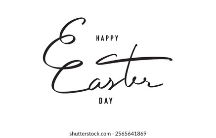 Happy easter day calligraphy hand written lettering text script black color drawing bunny easter day 2025 2026 year rabbit decoration ornament season springtime happy easter day april month animal ear