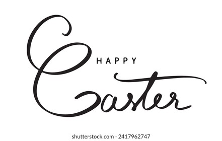 Happy easter day calligraphy text font hand written happy easter day march april month easter egg spring time  vector illustration rabbit art pattern event typography lettering bunny beautiful element