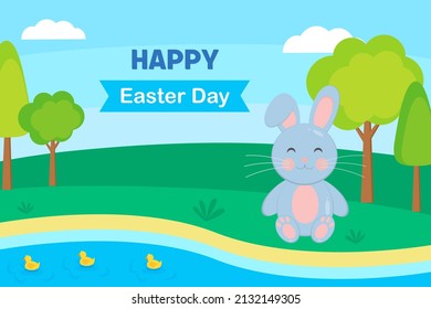 Happy easter day card with bunny