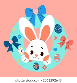 Happy easter day card concept. Flat vector illustrations.