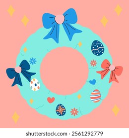 Happy easter day card concept. Flat vector illustrations.