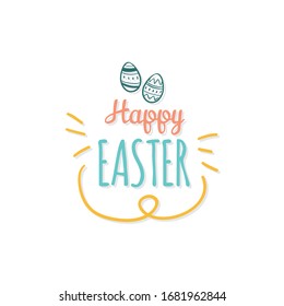 Happy easter day card with decorated easter eggs - VEctor