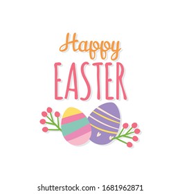 Happy easter day card with decorated easter eggs - VEctor