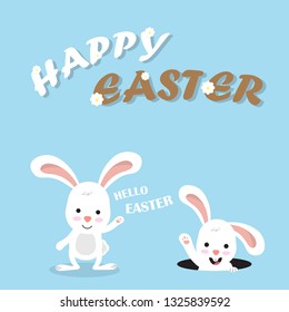 Happy easter day card ,Easter eggs and bunny vector design.