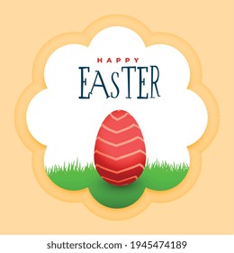 happy easter day card with eggs and grass