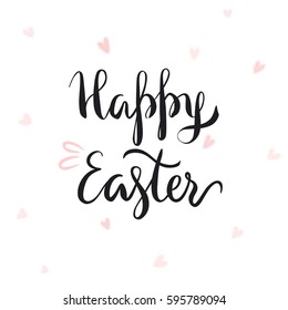 Happy Easter day card. Happy Easter hand drawn calligraphy.