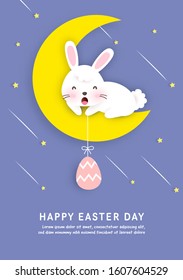 Happy Easter day card in paper cut style.