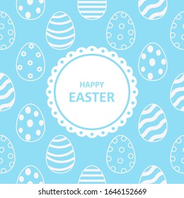 happy easter day card, template and banner on blue background. vector Illustration.
