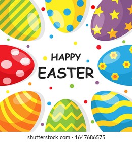 happy easter day card, template and banner on white background. vector Illustration.