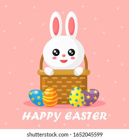 happy easter day card, template and banner on pink background. vector Illustration.