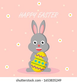 feliz día de Pascua, plantilla y banner en fondo rosa. ilustración vectorial.