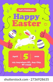 Happy Easter Day Celebration Flyer Invitation or Greeting Card Template Design