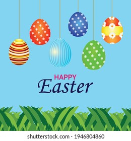Happy easter day celebration greeting card with golden easter egg