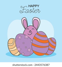 Happy easter day celebration illustration flat design