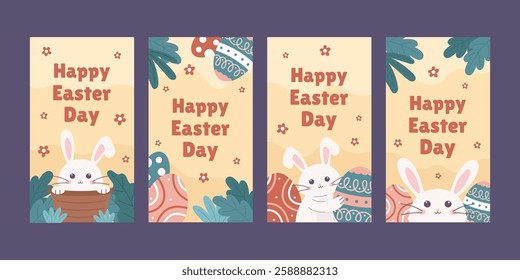 Happy Easter Day Celebration Social Media Template Collection Set