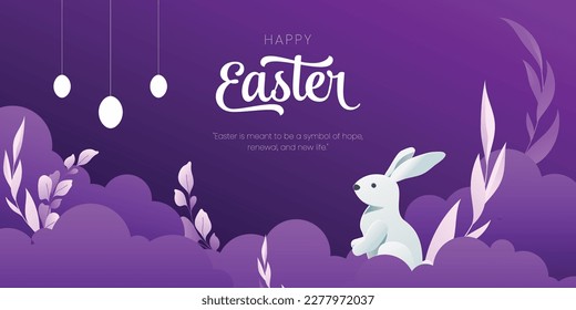 Happy Easter day celebration vector illustrator Christian festival banner