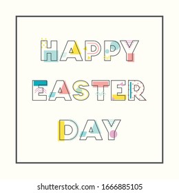 Happy Easter Day. Colorful Alphabet Memphis Style with geometric punchy pastel color. Typeface Font Design for Easter Day.