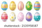 Happy Easter Day colorful egg collection isolated on white background.