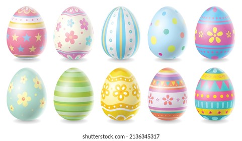 Happy Easter Day colorful egg collection isolated on white background.