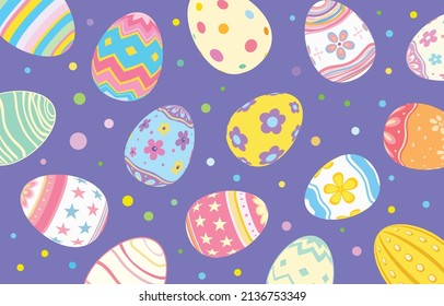 Happy Easter Day colorful egg beautiful pattern background.