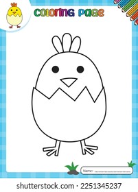 Happy Easter day. Coloring page for kids. Activity Book.