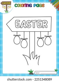 Happy Easter day. Coloring page for kids. Activity Book.