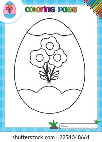 Happy Easter day. Coloring page for kids. Activity Book.