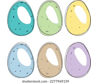 Happy Easter Day. Colourful easter eggs on white background illustration