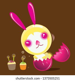 Happy Easter day with a cute Bunny